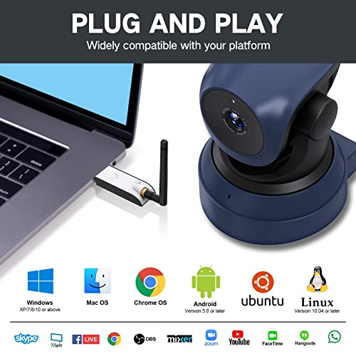 Gsou Wireless Webcam,1080P HD Video Calling and Streaming Camera,Plug and Play,Adjustable Field of Angle Computer Camera for PC/Mac/Laptop/MacBook,Works with Zoom,Meets,Skype,Teams(with Tripod Stand) - color: Wireless Camera