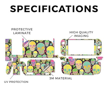 Glossy Glitter Gaming Skin Compatible with Nintendo Switch 2 Premium Kit - Candy Skulls - Premium 3M Vinyl Protective Wrap Decal Cover - Easy to Apply | Crafted in The USA by MightySkins - color: Candy Skulls, size: Switch 2 Premium Kit, style: Glossy Gli