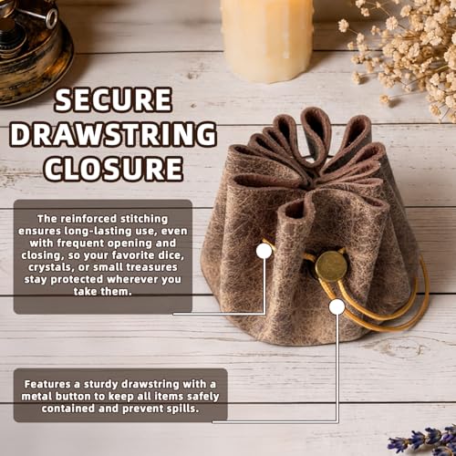 Leather Dice Tray with Metatron Printed, 2-in-1 Collapsible Dice Rolling Tray & Drawstring Pouch, Portable Dice Bag for Tabletop Games, Rune Crystal Holder & Jewelry Storage - color: Pcd05y