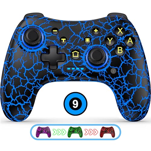 Wireless Switch Controller for Nintendo Switch 1/2/Lite/OLED–Switch Controllers Compatible with Android, IOS, Windows PC, Switch Pro Controller Features LED,Motion,Vibration,Turbo,Wake Up - color: Black Crackle
