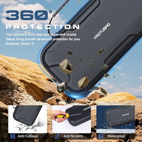 YAOTUBAG Carrying Case for Nintendo Switch 2 2025, Large Capacity Travel Protective Handbag, Hard Shell Portable Pouch, Holds Cased Console, Accessories, 12 Game Cards [Plus Version] Black - color: black