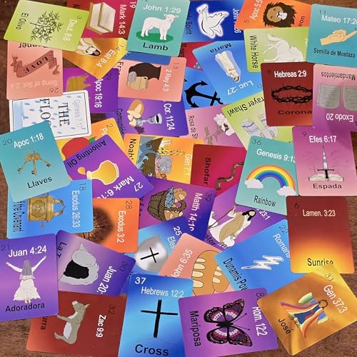 Bible Loteria Game - Christian Bingo - Easy Family-Friendly Party Games - Religious - Card Games for Adults, Large Group Games - Spanish Christian Game - 2-10 Players