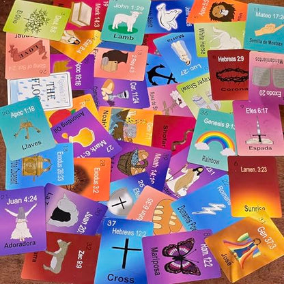 Bible Loteria Game - Christian Bingo - Easy Family-Friendly Party Games - Religious - Card Games for Adults, Large Group Games - Spanish Christian Game - 2-10 Players