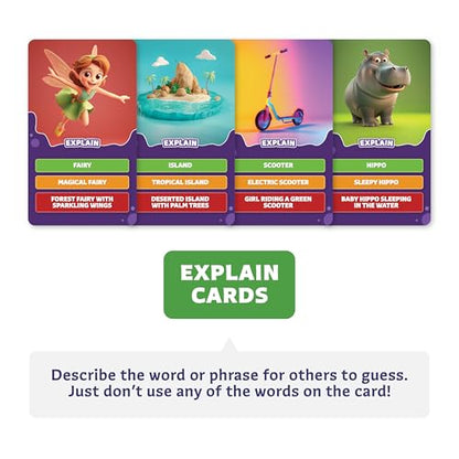 Epic Charades for Kids, Fun Family Game for Kids & Adults, 200 Cards | Act out & explain prompts, pictures for young kids, 3 difficulty levels, educational card game & board game for kids 8-12 - size: Original