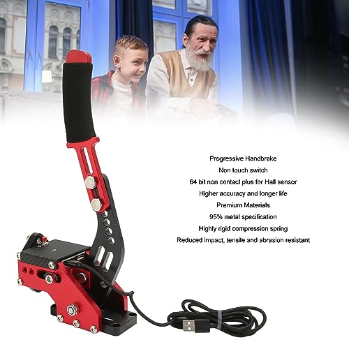 GOWENIC USB Handbrake, Sim Racing Game Hand Brake 64 Bit 2 in 1 Handbrake for ONE, Series S X PC with G920, for, iRacing Setup Use (Red) - color: Red