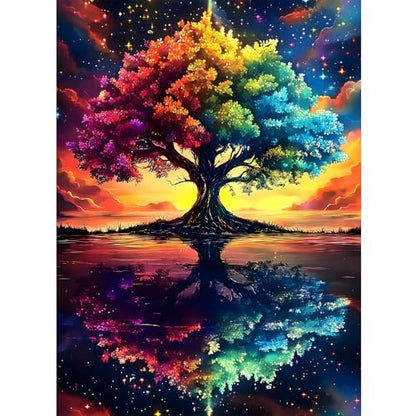 Puzzles for Adults 500 Pieces, Tree of Life Jigsaw Puzzles - Starlit Rainbow Tree, Impossible Starry Night Puzzle for Seniors Families,20.47x14.96 inches, 1:1 Poster, Letter on The Back - style: Starlit Rainbow Tree