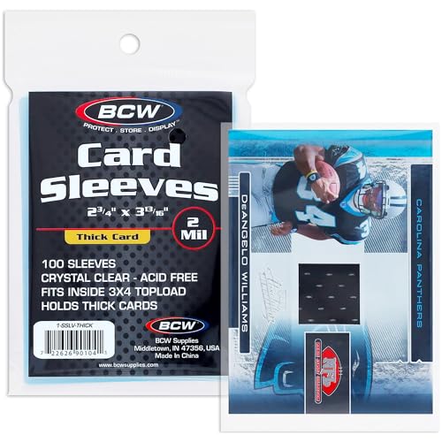BCW Thick Card Sleeves - 100 Pack | Crystal Clear Polypropylene Protective Sleeves for Collectible Cards | Card Protector Sleeves Holds Trading Cards Up to 240pt | Fits Thick-Card Topload Holders