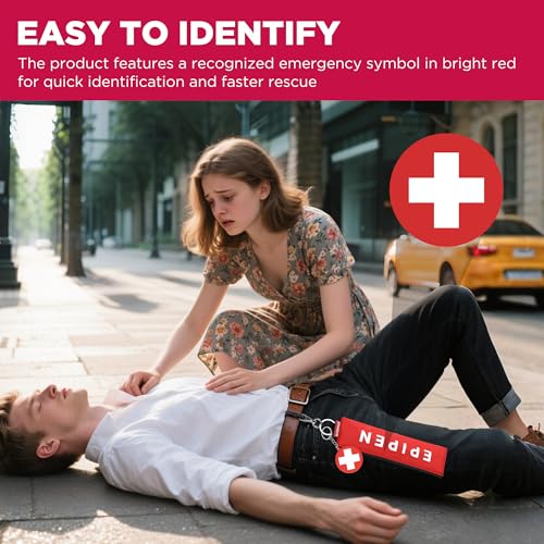 Portable EpiPen Carry Case, Insulated Emergency Medical Bag Maintain Med effectiveness, Fits 1 EpiPen, Asthma Inhaler, Auvi-Q, Allergy Medication, Travel EpiPen Holder for Adults or Kids (Red) - color: Red