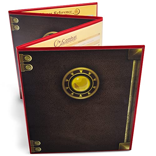 Stratagem The Master's Tome 4-Panel Customizable GM Screen with Free Inserts – Dry Erase, Dungeon & Game Master Accessory for Tabletop RPG Campaigns (Red) - color: Red