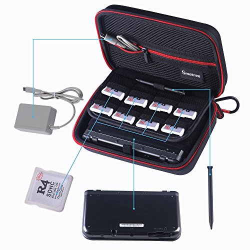 Smatree Carrying Case for Nintendo 3DS XL/2DS XL | Hard Protective Shell Travel Case for Nintendo New 3DS - Super NES Edition-Black/Red - color: Black Red