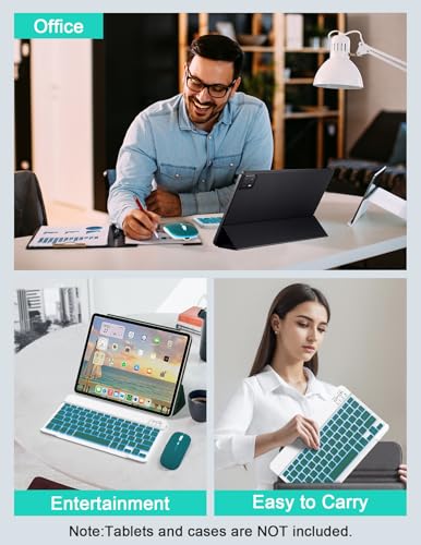 LAMA 7 Colors Backlit Bluetooth Keyboard and Mouse Combo for iPad Pro/Air/Mini, Ultra-Slim Rechargeable Wireless Keyboard and Mouse for iPhone 15/14/13 Pro/Samsung/PC/Laptop/iOS/Windows/Android,DGN - color: Dark Green