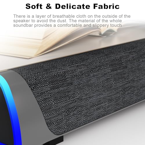 SOULION R30 Computer Speakers Wired 3.5mm Aux with Rotary Switch LED Light | USB Powered Aux Connected with Crystal Sound, Slanted Design PC Speaker for Desktop Laptop Monitor Office Work Music Gray - color: Gray, style: 3.5mm Aux