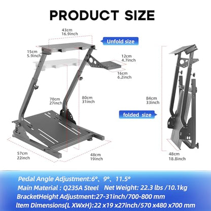 Grefinity Racing Wheel Stand, Height Adjustable Steering Wheel Stand | Racing Simulator Cockpit for Logitech G920 G29 G923 G27 G25, Thrustmaster T300RS TX F458 T500RS T150 Xbox PS4 PS5 PC