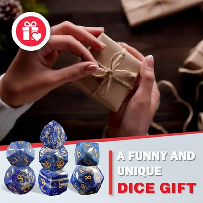 Unique Gemstone Dice Set 7PCS, Handmade Natural Stone Polyhedral DND Dice with Premium Gift Case for Board Game Lovers Birthday Gift - color: Zs-qj