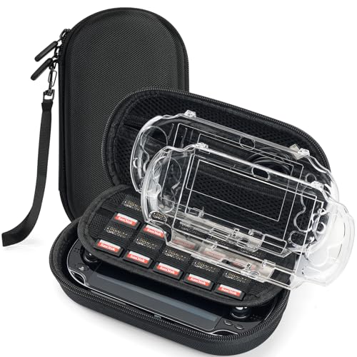 Jekarsy 3-in-1 Kit for PS Vita Case Bundle, Hard EVA Carrying Case for Sony PS Vita 1000/2000, Two Clear Crystal Cases for PSV 1000/2000, Console & Other Accessories Not Included