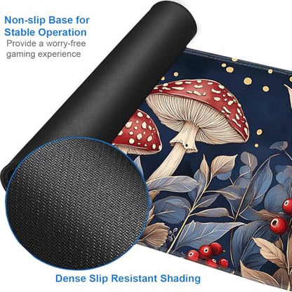 for MTG Game Playmat - 24 x 14 inches with Dices and Storage Bags, Non-Slip Base for TCG and Board Game Card Mats, Trading Card Games Mat, Red Mushroom Pattern Collectible Card Playmats - color: Jv-playmat-p7-1-d113