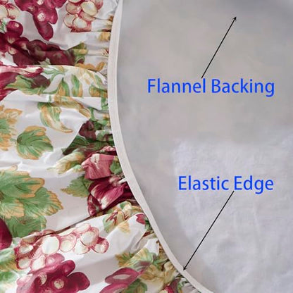 Walrus Round Vinyl Fitted Tablecloth with Flannel Backing Elastic Edge Design Table Cover Waterproof Oil-Proof PVC Table Cloth Stain-Resistant Best for 45"-56" Round - color: Fruits, size: 56" (Round)