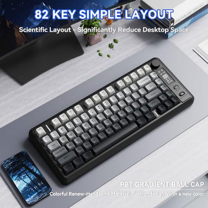 ZIYOU LANG M75 Wireless Gaming Keyboard, RGB Backlit Rechargeable 2000mAh Battery, Small Membrane But Mechanical Feel Keyboard with Smart Display & Knob, PBT Gradient keycaps for PC, MAC-Moonlit Night - color: Moonlit Night