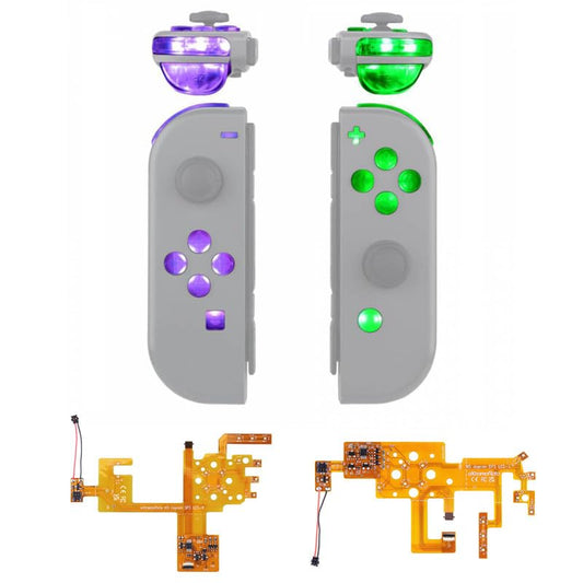 eXtremeRate LED Mod Kit for Nintendo Switch & Switch OLED Joycon – 7 Colors 9 Modes DFS Light Up Buttons Set with ABXY, Trigger, Face Buttons – Joycon Controller NOT Included - color: V2_Transparent