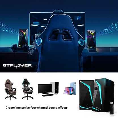 GTPLAYER Computer Speakers, RGB Gaming Speakers & Bluetooth USB Adapter for Desktop PC Laptop Monitor Tablets and GT Family Music Gaming Chair, Including 3.5mm AUX Cable