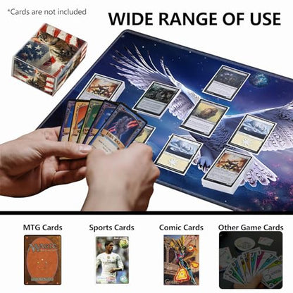 Strong Magnet Card Case Deck Box Mtg Card Box Playing Card Box Magic Deck Box Tcg Up to 200 Cards Creative Pattern Trading Card Storage Box for Collectible Card Games, Cute Cat And American Flag - color: Cute Cat And American Flag