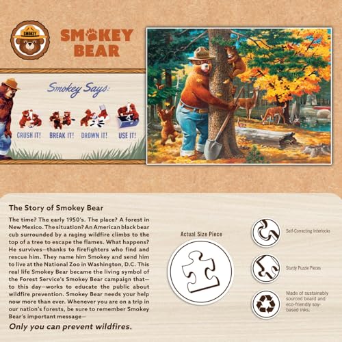 MasterPieces 100 Piece Licensed Jigsaw Puzzle for Kids - Smokey Bear - 14"x19" - style: Smokey Bear