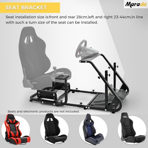 Marada Reinforced Stabilizing Racing Steering Wheel Cockpit Fit for Fanatec | for PXN, for Thrustmaster, for Logitech Device Adjustable Driving Simulator Stand, Wheel Pedal Handbrake Not Included