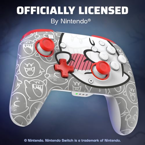 PDP Rematch Glow Wireless Gaming Controller Boo Hoo Nintendo Switch 2, Lite | Also works with OLED, Motion Controls, Rechargeable 40-Hr Battery, 2 Mappable Back Buttons, Mario Boo-Hoo Glow Red & White - color: Boo-Hoo