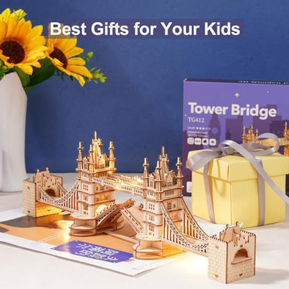 Rowood 3D Puzzles for Adults,DIY Wooden Model Kits for Adults to Build,Birthday London Tower Bridge - style: London Tower Bridge