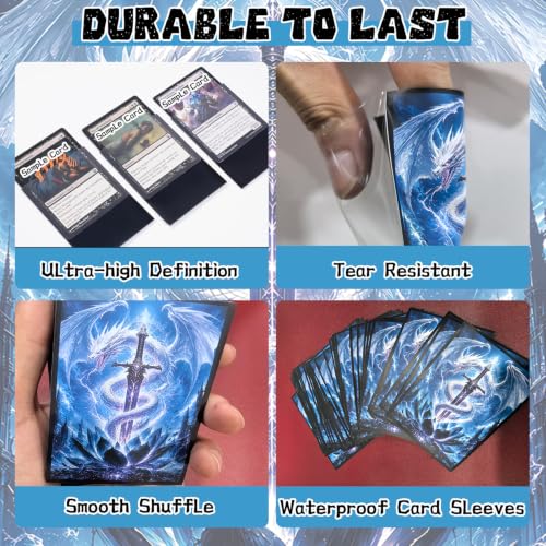 100 Count Card Sleeves Compatible with MTG, Ultra Clear Front & Matte Finish Back, Standard Size TCG Art Sleeves for Trading Cards (Dark Lotus Frost Dragon) - color: Dark Lotus Frost Dragon