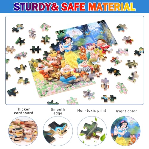 Puzzles for Kids Ages 4-8,Kids Puzzle in a Metal Box,Snow Princess Small Puzzles,Children Boys Girls Learning Educational Puzzle Packed in Tin Box,100 Pieces - color: Snow Princess