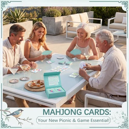 Soulchen 168-Piece PVC American Mahjong Card Print Set,Blossom,Mint | Lightweight Waterproof Format with 4 Dice and Storage Case, for Clubs, Pool, Cruises, Trips, Family Game Nights - color: Mint, style: Blossom