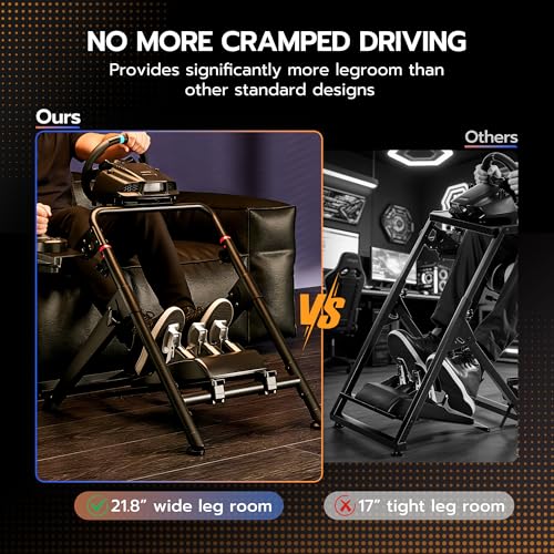 ARES WING Foldable Sim Racing Wheel Stand with Chair Fixing Slot | Formula & GT Racing Simulator Cockpit Compatible with Fanatec Thrustmaster Logitech Moza Racing Games for PS5 PS4 Xbox and PC - size: Stand with Chair Fixing