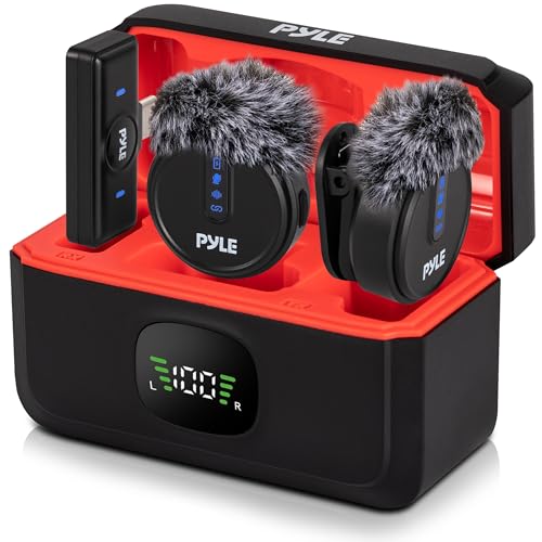 Pyle Wireless Lavalier Microphone System | Noise-Canceling Clip-On Mic with Magnetic Mount, 8H Battery, Charging Case, Windscreens | USB-C Plug & Play for Vlogging, Interviews, Streaming & Podcasts - style: USB-C