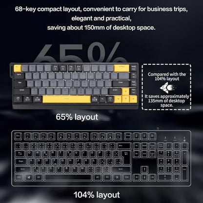Zopsc Wired Keyboard, Quiet Anti Ghosting Slim Keyboard with RGB Backlit, Compact 68 Keys Scissor Switch Keyboard for Work Gaming (Gray Black) - color: Gray Black