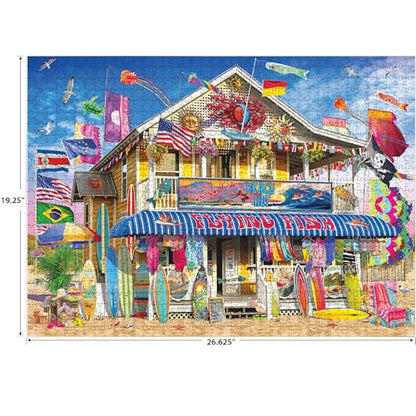 RoseArt Kodak Premium Surf Shack 1000 Piece Jigsaw Puzzle for Adults | 19.25" x 26.67" Finished Size, Fully Interlocking Pieces, Bonus Poster Included, Made in USA - style: Surf Shack