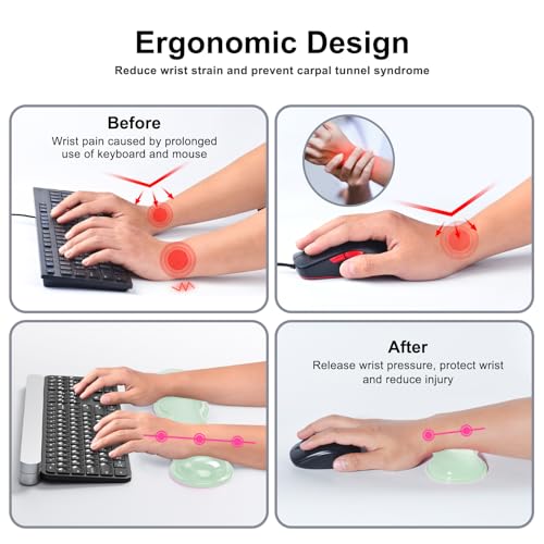 MOKURU Gel Keyboard and Mouse Wrist Rest Set, Comfort Ergonomic Wrist Support, for Wrist Pain Relief, Computer Keyboard Wrist Rest (Green) - color: Green
