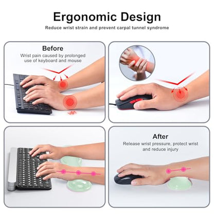 MOKURU Gel Keyboard and Mouse Wrist Rest Set, Comfort Ergonomic Wrist Support, for Wrist Pain Relief, Computer Keyboard Wrist Rest (Green) - color: Green