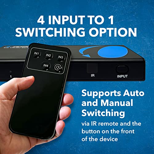 OREI 8K 4x1 HDMI 2.1 Switch 4K @ 120hz Switcher 4 in 1 Out, Support HDR, HDR10, Dolby Vision, HLG 48Gbps for Xbox Series X PS5 Roku Fire TV Monitor Projector Dolby | hdmi switcher 4 in 1 out, hdmi switcher 4k 120hz, 48Gbps, HDR10, Dolby Vision, HLG, PS5/X