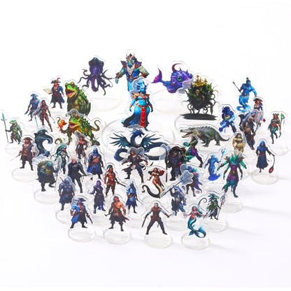 DND Miniature Coastal Swamp & Underwater Campaign Starter Set | Dungeons and Dragons, D&D 5E Pathfinder Compatible, Flat Acrylic Figure, TTRPG Tabletop RPG Game Accessory, DM Gift - style: 2d-mini-CoastalB