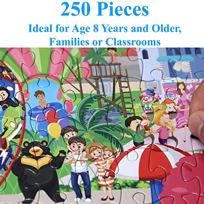 Think2Master Amusement Park 250 Pieces Jigsaw Puzzle. Great Gift. Large Pieces. Size: 14.2” X 19.3” - style: Amusement Park
