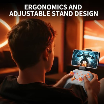 Bcofo Wireless Gaming Controller, PC Controller for PC/Switch/P3/iOS/Android with 4 Programing Buttons, Hall Effect Trigger, RGB Lighting,1000mAh Battery, Turbo, Dual Vibration, Screenshot, White