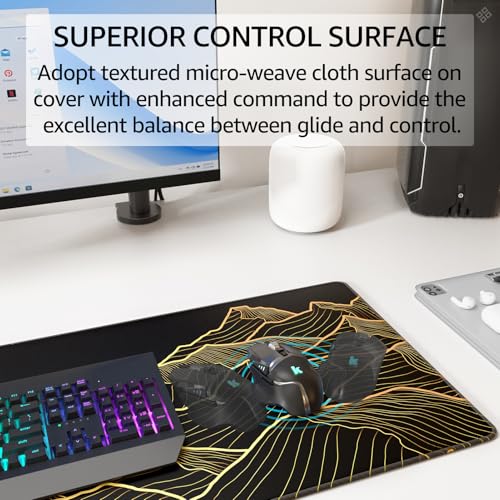 KTRIO Large Gaming Mouse Pad, Desk Mat, 31.5 x 11.8 in, Bright Rise, XL | Smooth Micro-Weave Surface, Artistic Pattern Design, Non-Slip Rubber Base, Durable Stitched Edges, Office & Home Use - color: Bright Rise, size: 31.5l X 11.8w Inches