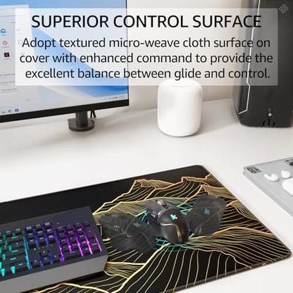 KTRIO Large Gaming Mouse Pad, Desk Mat, 31.5 x 11.8 in, Bright Rise, XL | Smooth Micro-Weave Surface, Artistic Pattern Design, Non-Slip Rubber Base, Durable Stitched Edges, Office & Home Use - color: Bright Rise, size: 31.5l X 11.8w Inches