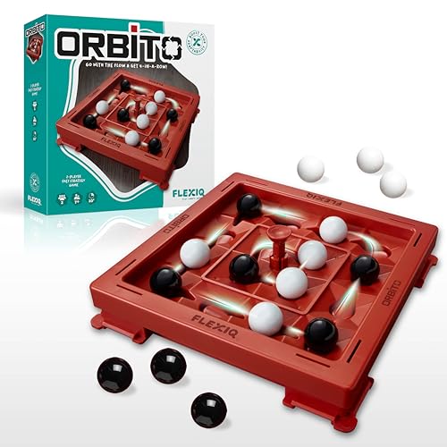 Orbito from Flex IQ, 2 Player Strategy Games for Family Gatherings, Great for Kids Games, Includes 1 Game Board with Orbito Button, 8 White Marbles and 8 Black Marbles - style: Orbito