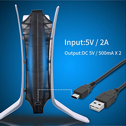 PS5 Controller Charger, PlayStation 5 Controller Charging Station with LED Light and Charger Cable