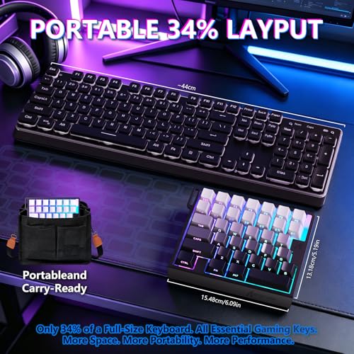 ATTACK SHARK M36 HE One-Handed Magnetic Switch Keyboard, 8000Hz Polling,Hot‑Swappable,High‑Precision 0.01mm, 36 Keys Rapid Fast Wired Keypad with RGB Backlit, C01 Ultra Led Aviator Cable-Moonlit Night - color: Moonlit Night