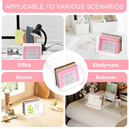 4x6 Inch Acrylic Index Card Box Index Card Holder Clear Flash Card Holder Recipe Card Holder Business Card Organizer 150 Index Cards 30 Kraft Dividers A to Z Stickers For Hold 400 Tab Letter Note