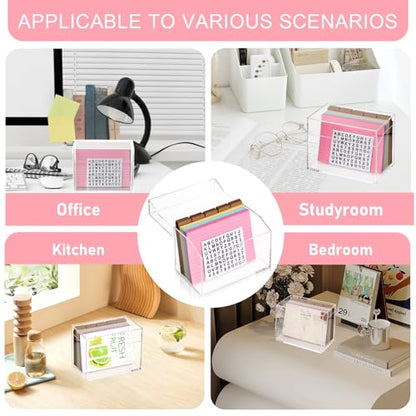 4x6 Inch Acrylic Index Card Box Index Card Holder Clear Flash Card Holder Recipe Card Holder Business Card Organizer 150 Index Cards 30 Kraft Dividers A to Z Stickers For Hold 400 Tab Letter Note