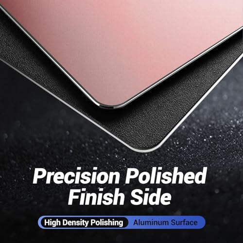 HONKID Metal Aluminum Mouse Pad Pink, Office and Gaming Thin Hard Mouse Mat Double Sided Waterproof Fast and Accurate Control Mousepad for Laptop, Computer and PC,9.06"x7.08",Rose Gold | Office and Gaming Thin Hard Mouse Mat Double Sided Waterproof Fast A